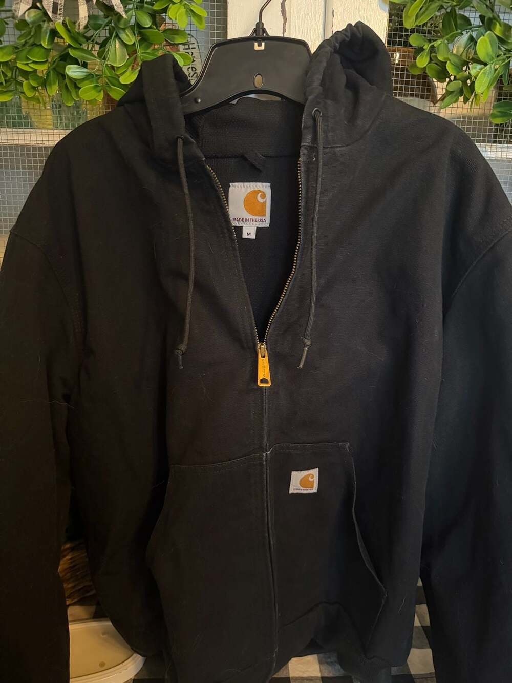 Carhartt J131 Thermal Lined Hooded Zip Jacket Size M Black - Picture 9 of 16